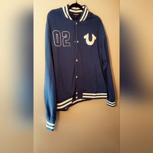 True Religion men's 02 Varsity full snap Jacket size: L 